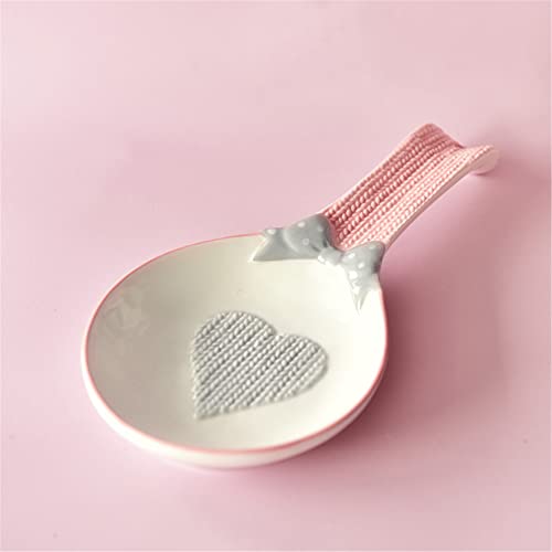 THRILRUG Ceramic Spoon Rest for Stove Top,Cooking Large Spoon Holder for Kitchen Counter/Stove Top/Dining Table, Modern Farmhouse Decor,Pink White - Image 5