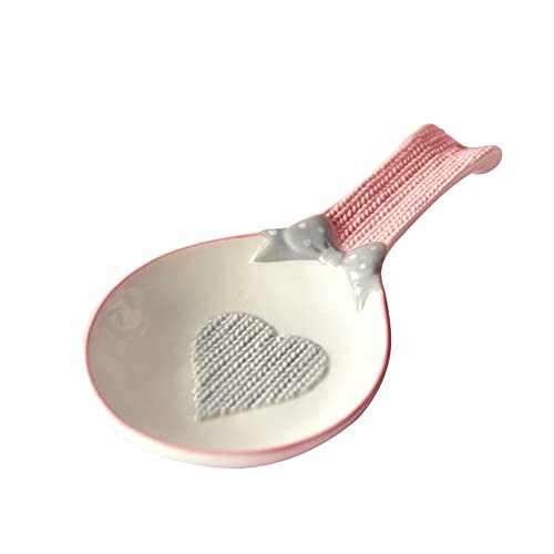 THRILRUG Ceramic Spoon Rest for Stove Top,Cooking Large Spoon Holder for Kitchen Counter/Stove Top/Dining Table, Modern Farmhouse Decor,Pink White - Image 1