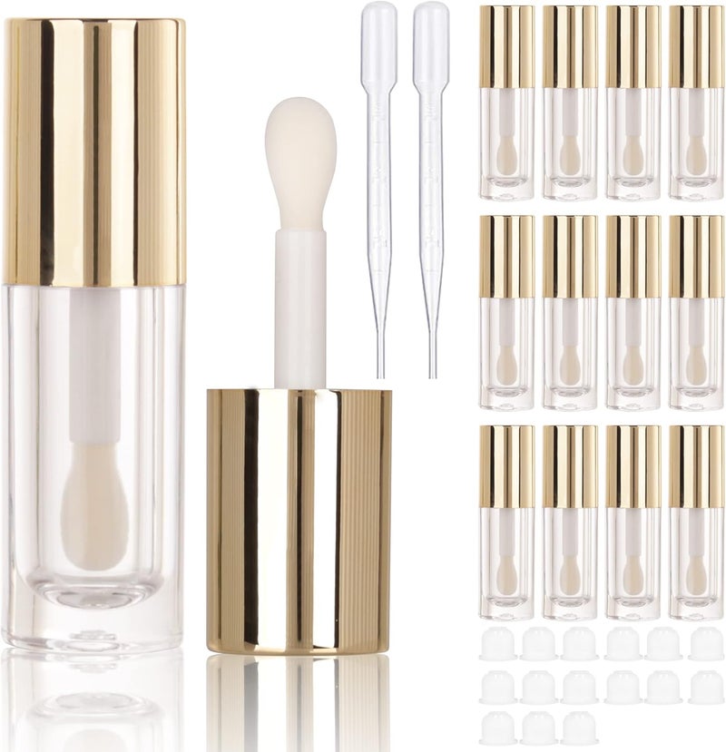 COSIDEA 14pcs Empty 6ml big doe foot wand Chunky lip gloss tubes for DIY lipgloss,Pink round lipgloss containers tubes with thick wand, Gold, D25*H86mm / D0.94*H3.46 inch, Simple" Or "Basic - Image 1