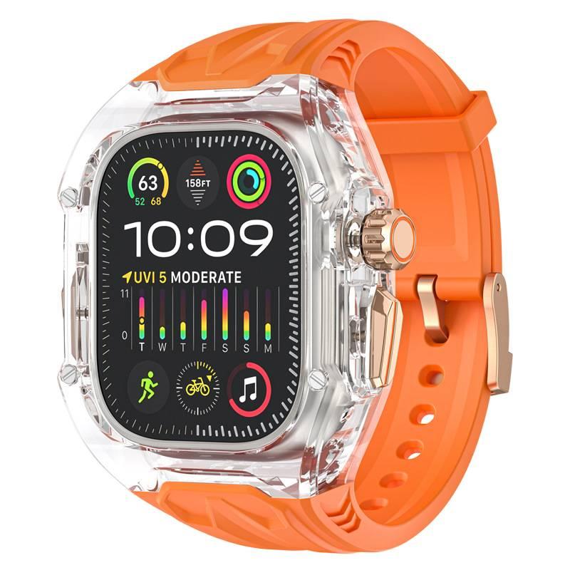 AD سوار ساعة ذكية مجموعة غطاء مع سوار متوافق مع Apple Watch بملاءمة قابلة للتعديل وحزام بديل للاستخدام اليومي باللون برتقالي قابل للتعديل - Image 1