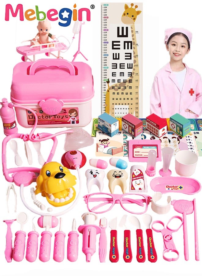 MEBEGIN 65 Pcs Kids Doctor Kit with Working Stethoscope and Coat Carry Case,Pretend Play Toys Medical Role Play Educational Toy,Doctor Playset for Boys Girls Ages 3+ - Image 1