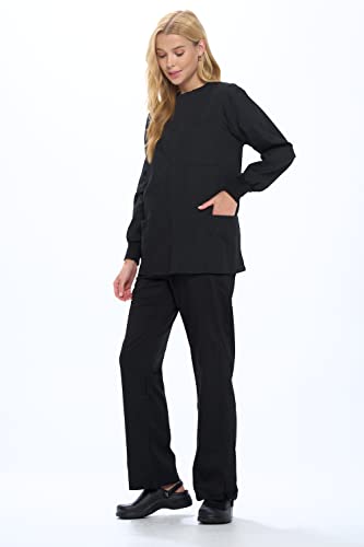 Natural Uniforms Warm Up Scrub Jacket-Black-5X-Large - Image 3