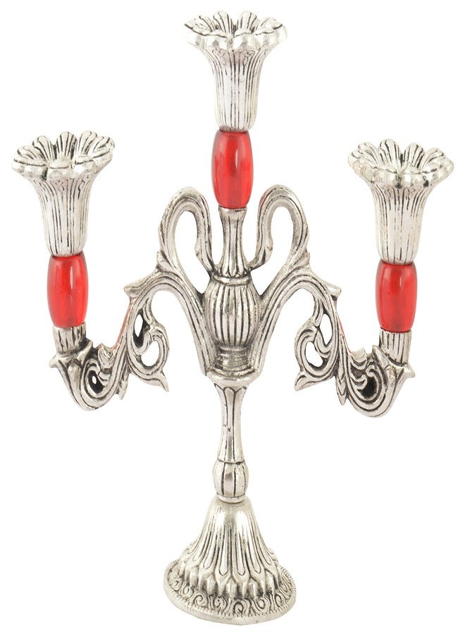 Houzzplus Unique Traditional Candle Tea Light Holder - Decorative showpiece - Rajasthani Handicraft - Show Piece for Living Room (18 cm x 6 cm x 16 cm, Silver) - Image 1