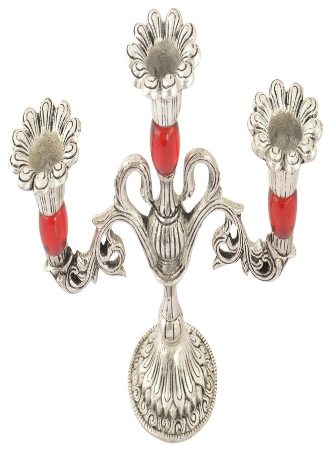 Houzzplus Unique Traditional Candle Tea Light Holder - Decorative showpiece - Rajasthani Handicraft - Show Piece for Living Room (18 cm x 6 cm x 16 cm, Silver) - Image 3