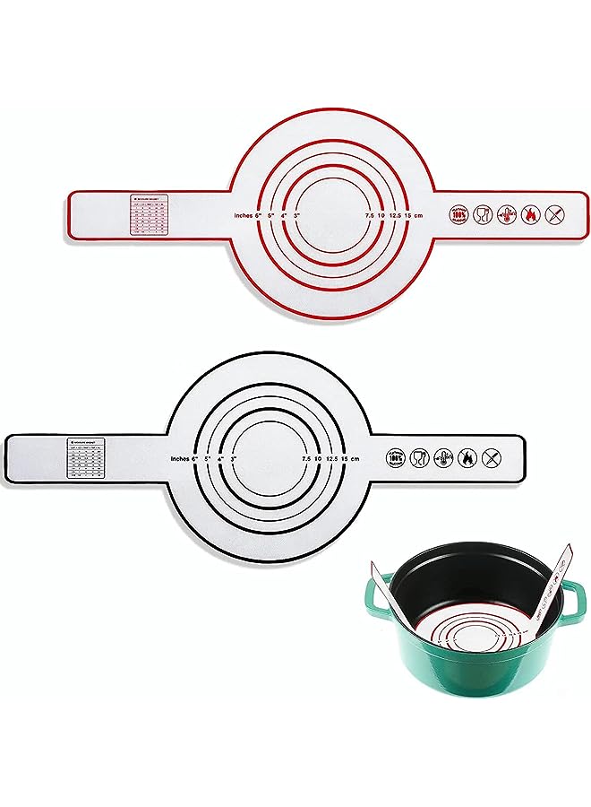 AMERTEER dutch oven liners 2 Pieces for silicone mats for baking Non-stick dutch oven liners with Long Handle 8.3 Inch silicone bread sling Heat Resistant Baking Bread Pad - Image 1