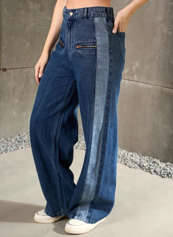 SASSAFRAS Wide Leg High-Rise Jeans for Women