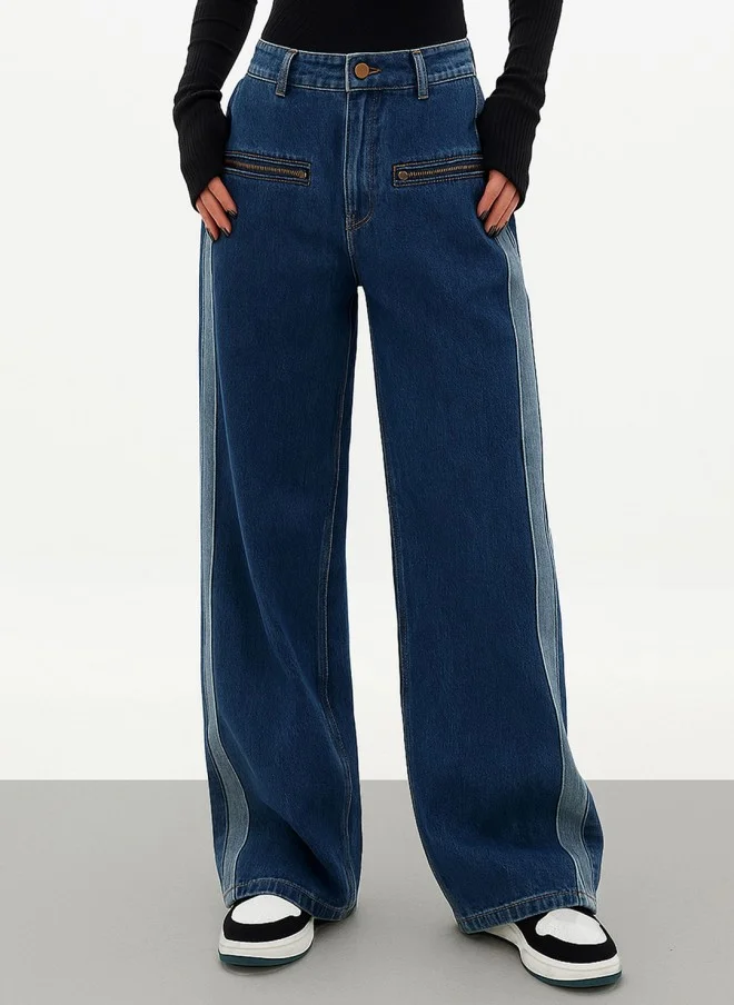 SASSAFRAS Wide Leg High-Rise Jeans for Women