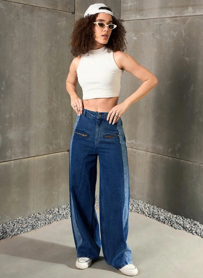SASSAFRAS Wide Leg High-Rise Jeans for Women