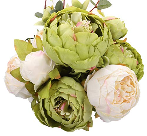 Duovlo Fake Flowers Vintage Artificial Peony Silk Flowers Wedding Home Decoration,Pack of 1 (New Green) - Image 1
