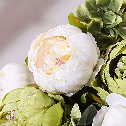 Duovlo Fake Flowers Vintage Artificial Peony Silk Flowers Wedding Home Decoration,Pack of 1 (New Green) - Image 5