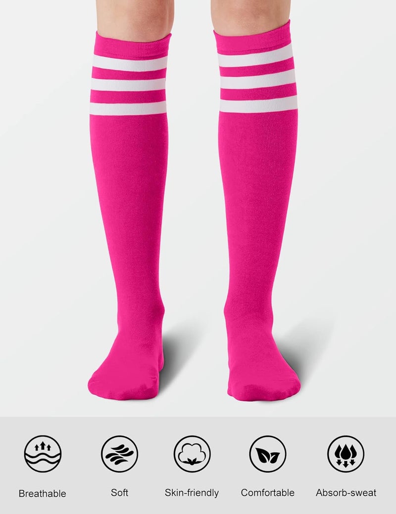 JOULLI Women's Knee High Athletic Socks Stripe Tube Outdoor Sport Socks 1-3 Pairs - Image 2