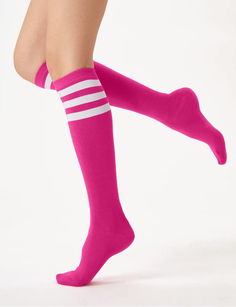 JOULLI Women's Knee High Athletic Socks Stripe Tube Outdoor Sport Socks 1-3 Pairs - Image 3