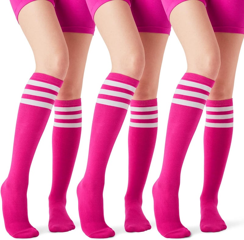 JOULLI Women's Knee High Athletic Socks Stripe Tube Outdoor Sport Socks 1-3 Pairs - Image 1