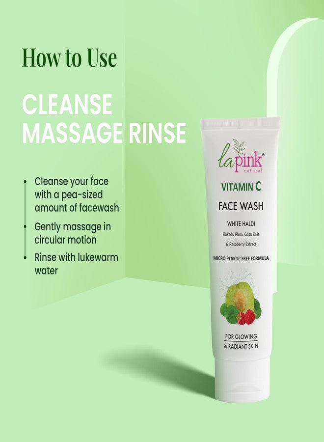 La Pink Vitamin C Face Wash | With White Haldi & Gotu Kola | Brightens & Evens Skin Tone | 100% Microplastic-Free | For Glowing Radiant Skin | 100ml - Image 4