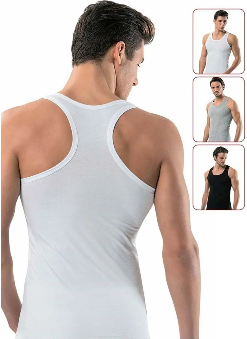 Tutku Passion 6'li Men's Ribbed Lycra Athlete Rambo Tank Top Mixed L 3
