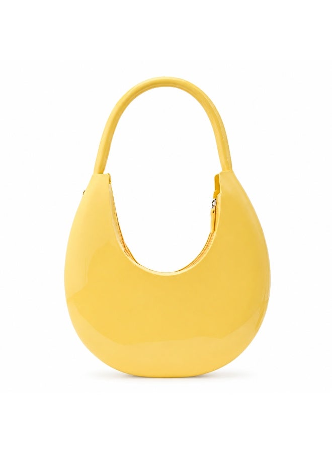 Havnor Women’s Crescent Jelly Clutch Bag, Glossy Moon Shape Top Handle Purse with Zipper Closure, Lightweight PVC Handbag for Daily Use, Casual Outings and Summer - Image 1