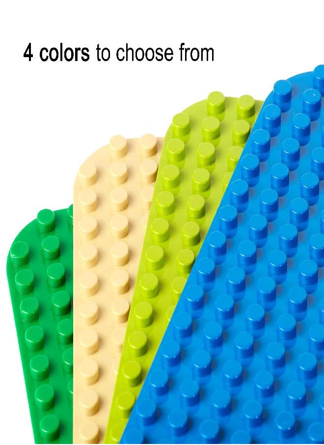 Large Building Blocks Base Plates Compatible with All Major Brands - 15 x 10 Inches Baseplate for Construction Bricks - 4-Pack Multicolor Building Toys Baseplate for Table and Floor Use, STEM Learning