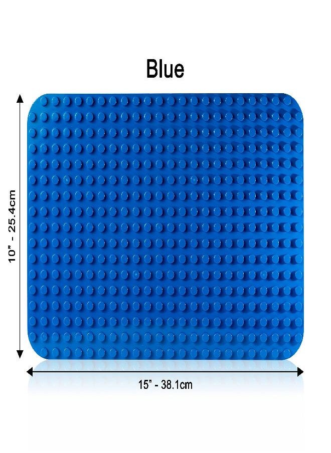 Large Building Blocks Base Plates Compatible with All Major Brands - 15 x 10 Inches Baseplate for Construction Bricks - 4-Pack Multicolor Building Toys Baseplate for Table and Floor Use, STEM Learning