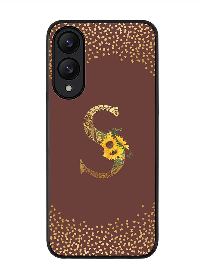 Stylizedd For Samsung Galaxy S25 Edge Case,Slim fit Camera Protection, Shockproof Thin Phone cover  - Custom Floral Monogram - S  (Brown )