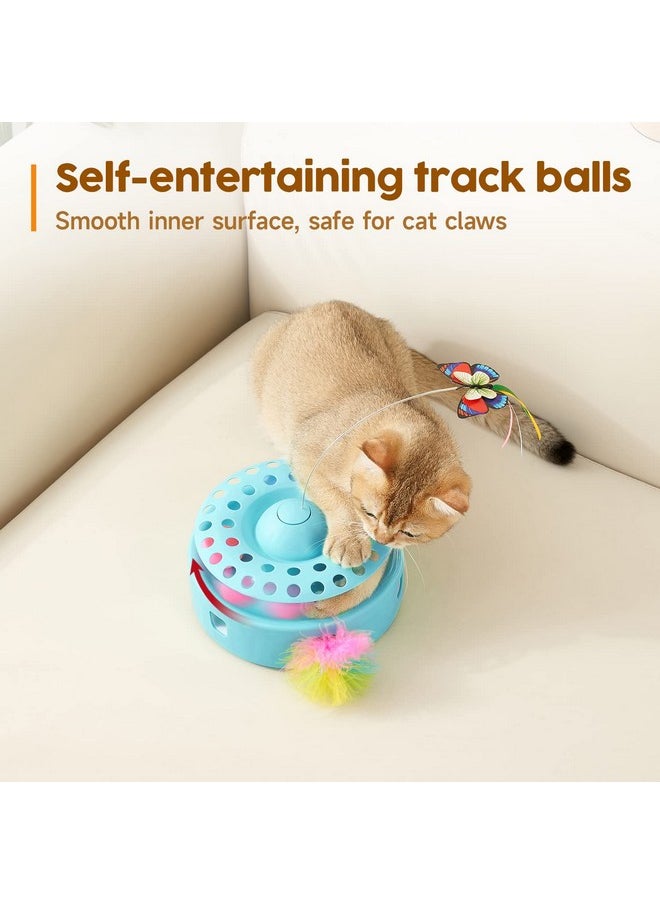 Potaroma Potaroma Cat Toys 3-in-1 Automatic Interactive Kitten Toy, Fluttering Butterfly, Random Moving Ambush Feather, Track Balls, Dual Power Supplies, USB Powered, Indoor Exercise Cat Kicker (Blue)  - Image 5
