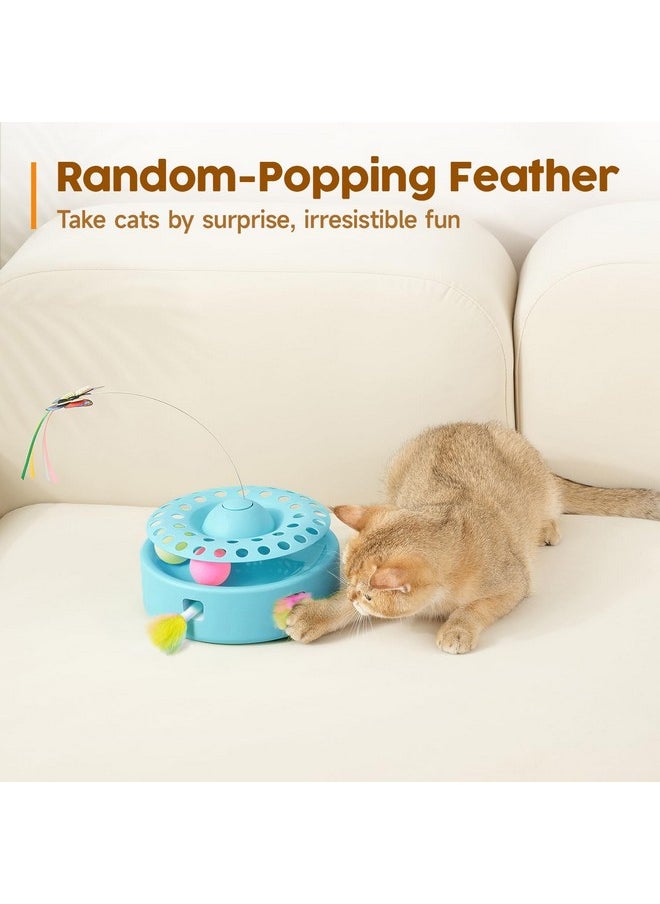 Potaroma Potaroma Cat Toys 3-in-1 Automatic Interactive Kitten Toy, Fluttering Butterfly, Random Moving Ambush Feather, Track Balls, Dual Power Supplies, USB Powered, Indoor Exercise Cat Kicker (Blue)  - Image 4