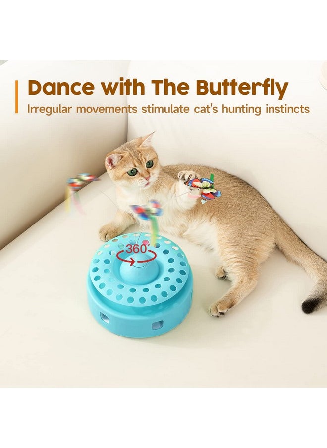 Potaroma Potaroma Cat Toys 3-in-1 Automatic Interactive Kitten Toy, Fluttering Butterfly, Random Moving Ambush Feather, Track Balls, Dual Power Supplies, USB Powered, Indoor Exercise Cat Kicker (Blue)  - Image 3
