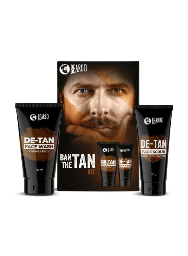 Beardo Ban the Tan Kit | Grooming kit for men | Detan Facewash for men with Coffee extracts & Vitamin E| Detan Face Scrub for Men - Image 1