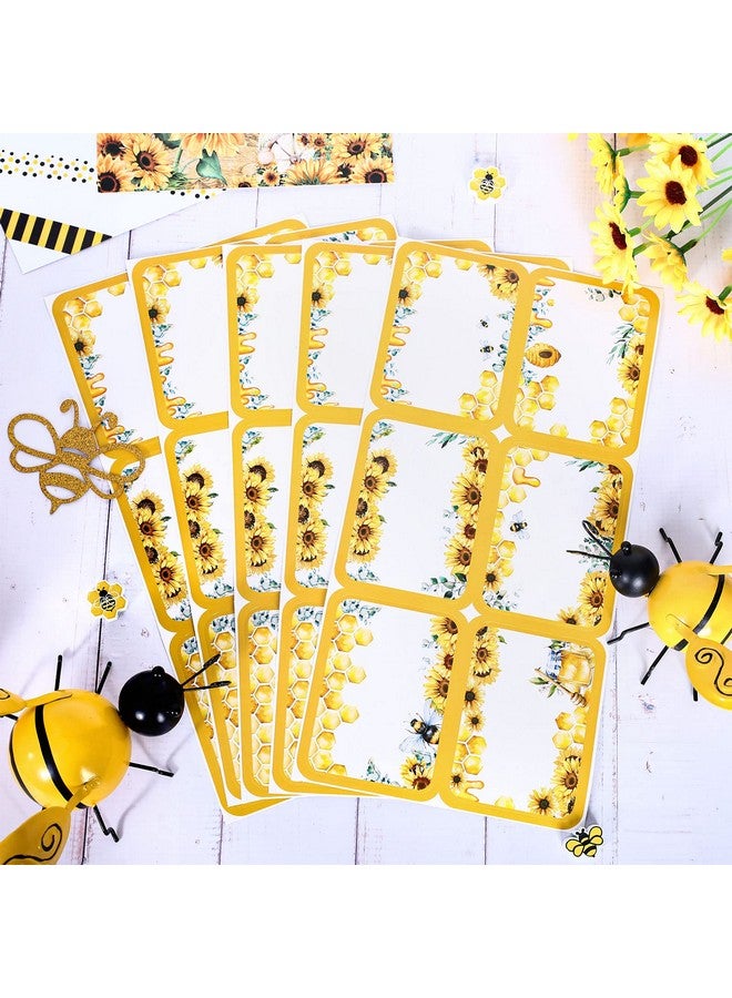 وولاين 180 قطعة من ملصقات اسم نحلة عباد الشمس، ملصقات علامات اسم النحل الصيفية، ألوان مائية، زهور تلعثم النحل، قرص العسل، ملصقات لاصقة فارغة للمعلم، الطالب، العودة إلى المدرسة، ديكور حفلات 6 تصميم - Image 4