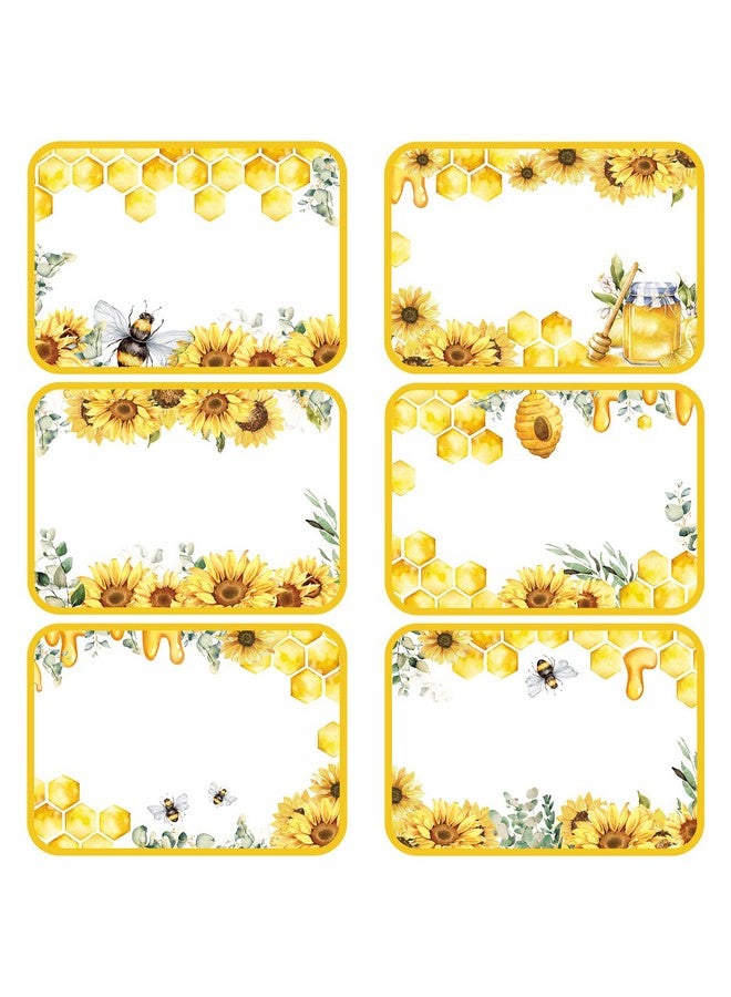 وولاين 180 قطعة من ملصقات اسم نحلة عباد الشمس، ملصقات علامات اسم النحل الصيفية، ألوان مائية، زهور تلعثم النحل، قرص العسل، ملصقات لاصقة فارغة للمعلم، الطالب، العودة إلى المدرسة، ديكور حفلات 6 تصميم - Image 1