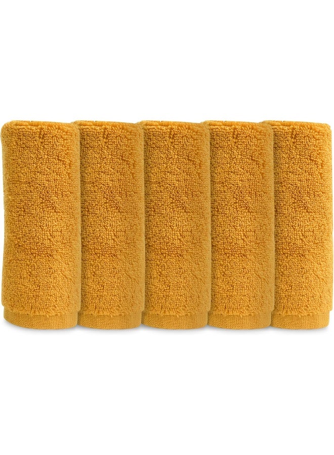 Natemia Organic Baby Washcloths (5 Pack, 10" x 10") - 100% Organic Cotton - CloudTouch Soft Towels for Sensitive Skin - Boys, Girls, Newborn Babies - Bathtime, Registry Must Have (Ochre) - Image 1