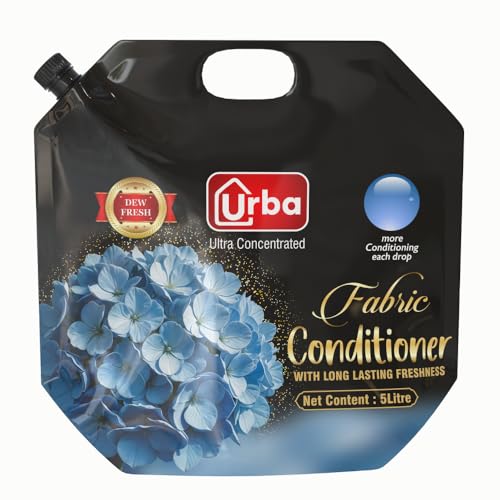 Urba Ultra Concentrated Fabric Conditioner (Fabric Softener), 5 Litre, DEW FRESH, Long Lasting Freshness, After Wash Fabric Conditioner, Super Saver Pack - Image 1