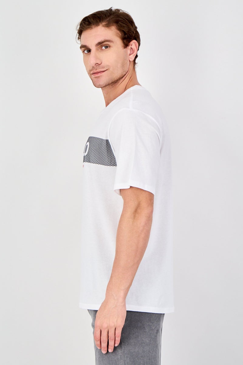 Buffalo David Bitton Men Crew Neck Short Sleeve Brand Logo T-Shirt, White - Image 2