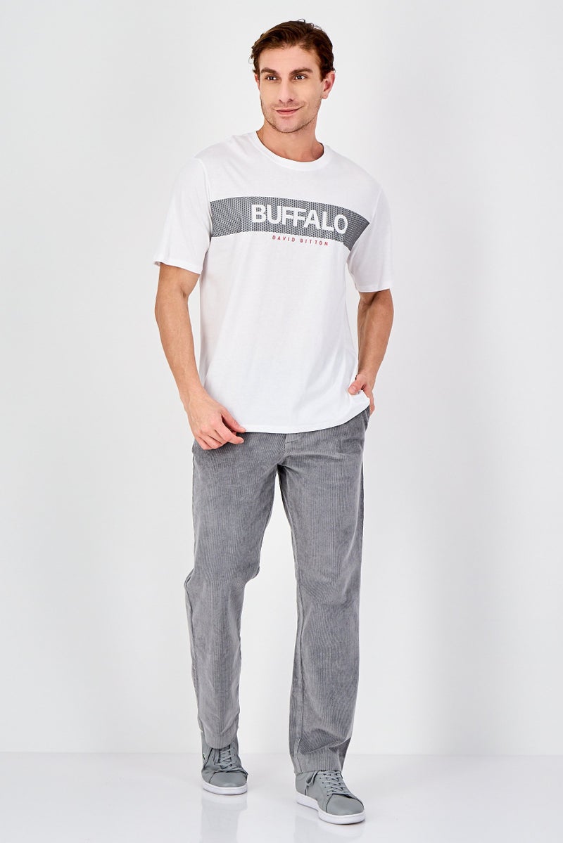 Buffalo David Bitton Men Crew Neck Short Sleeve Brand Logo T-Shirt, White - Image 4