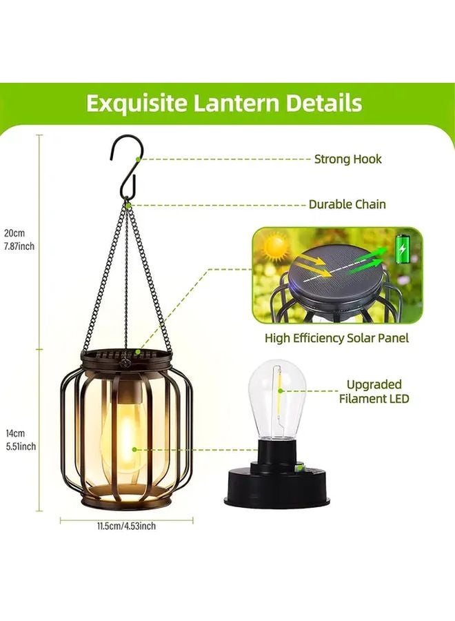 1 قطعة فانوس شمسي معلق مع خطاف للإضاءة الخارجية في الحديقة أو الشرفة أو الفناء - Image 3