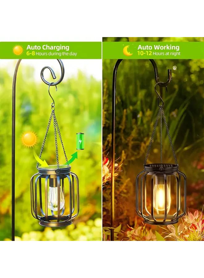 1 قطعة فانوس شمسي معلق مع خطاف للإضاءة الخارجية في الحديقة أو الشرفة أو الفناء - Image 5