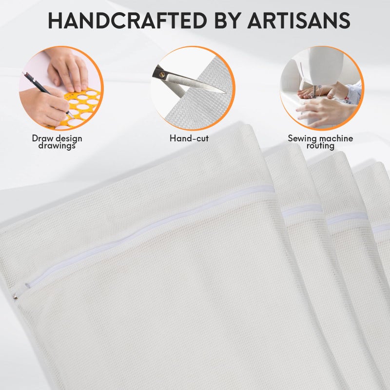 NAHADS 4-Piece White Large Durable Organic Cotton Mesh Laundry Bags with Sturdy Zippers and Breathable Mesh are Delicate Laundry Bags for Underwear, Clothes, Pants and Socks - Image 3
