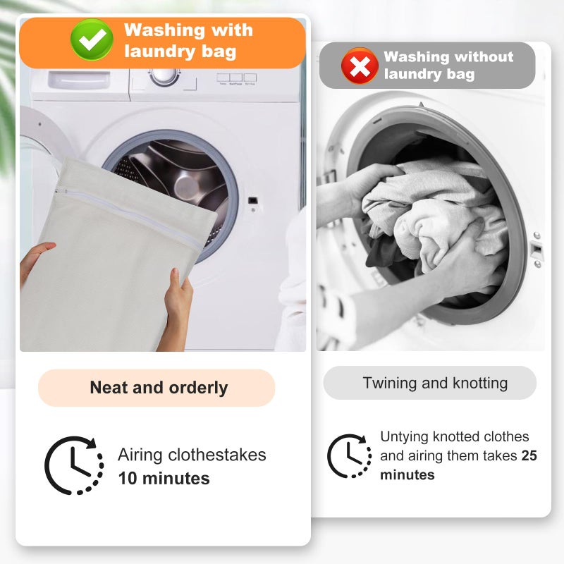 NAHADS 4-Piece White Large Durable Organic Cotton Mesh Laundry Bags with Sturdy Zippers and Breathable Mesh are Delicate Laundry Bags for Underwear, Clothes, Pants and Socks - Image 2
