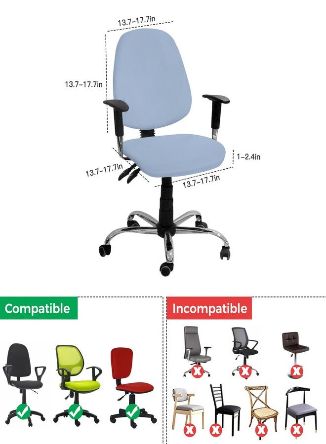 YOKOU Office Chair Covers Stretchable, Light Blue Elastic Removable Rotating Desk Chair Slipcovers Computer Chair Seat & Back Cover Set - Image 4