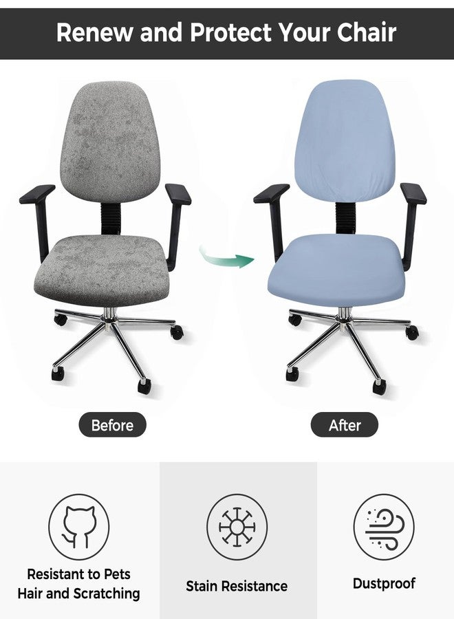 YOKOU Office Chair Covers Stretchable, Light Blue Elastic Removable Rotating Desk Chair Slipcovers Computer Chair Seat & Back Cover Set - Image 2