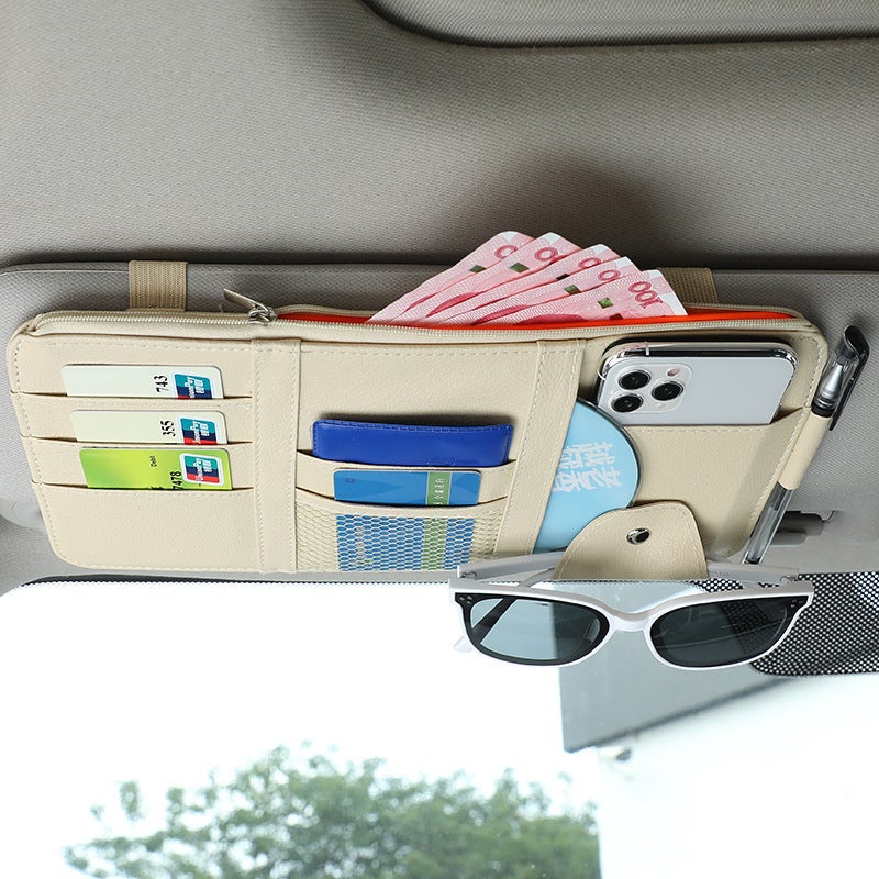 New Car Sun Visor Glasses Clip Zipper Car Bill Block Car Mobile Phone Certificate Clip Storage Bag - Image 3