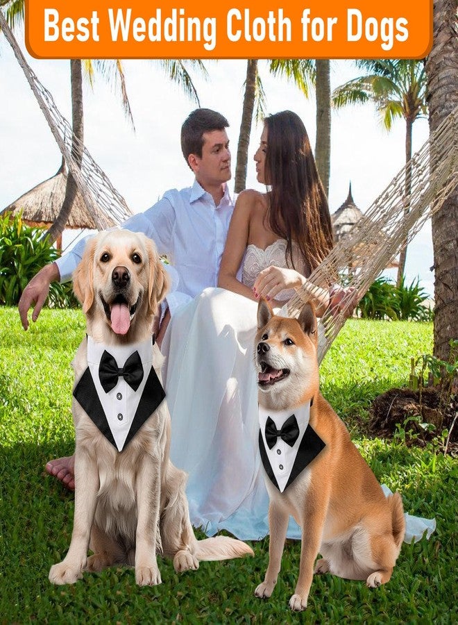 VINGVO Formal Dog Tuxedo for Small Medium Large Dogs,Wedding Dog Collar with Bow Tie, Adjustable Pet Collar Birthday Bandana with D Ring,Formal Dogs Outfit,Valentines Christmas Halloween Cosplay (Small) - Image 2