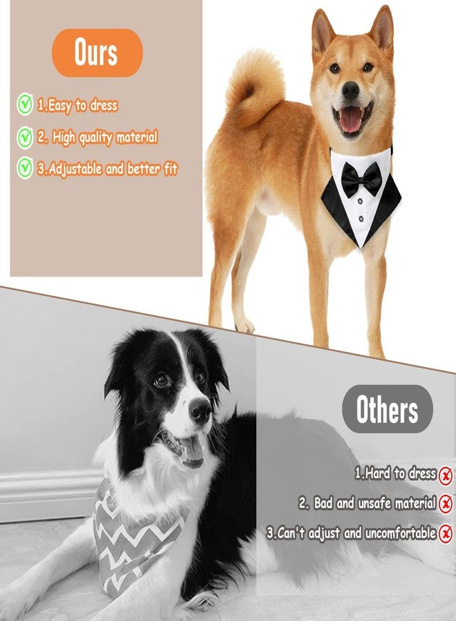 VINGVO Formal Dog Tuxedo for Small Medium Large Dogs,Wedding Dog Collar with Bow Tie, Adjustable Pet Collar Birthday Bandana with D Ring,Formal Dogs Outfit,Valentines Christmas Halloween Cosplay (Small) - Image 5