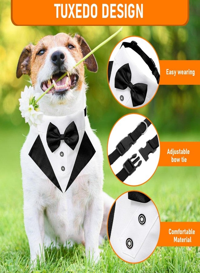 VINGVO Formal Dog Tuxedo for Small Medium Large Dogs,Wedding Dog Collar with Bow Tie, Adjustable Pet Collar Birthday Bandana with D Ring,Formal Dogs Outfit,Valentines Christmas Halloween Cosplay (Small) - Image 4