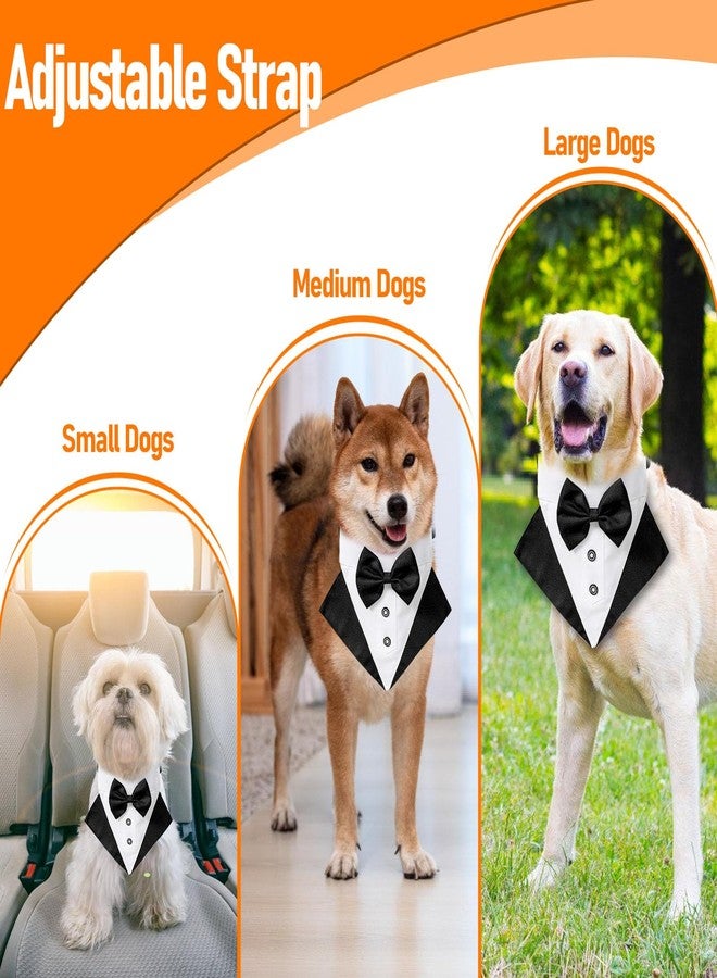 VINGVO Formal Dog Tuxedo for Small Medium Large Dogs,Wedding Dog Collar with Bow Tie, Adjustable Pet Collar Birthday Bandana with D Ring,Formal Dogs Outfit,Valentines Christmas Halloween Cosplay (Small) - Image 3