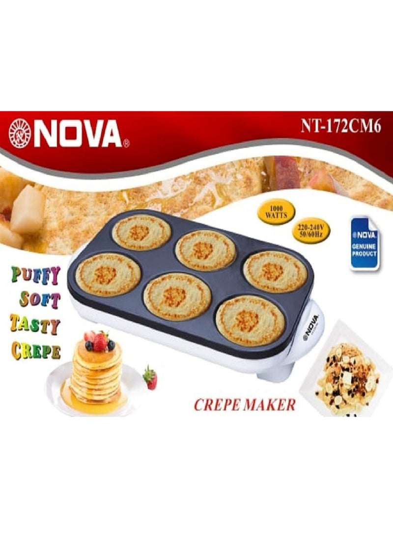 NOVA 6-Piece Non-Stick Crepe & Pancake Maker | 1000W with Heat-Resistant Handles"  - Image 4