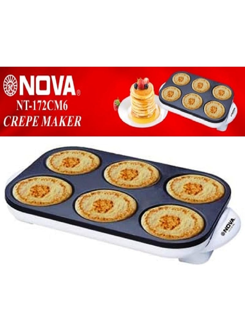 NOVA 6-Piece Non-Stick Crepe & Pancake Maker | 1000W with Heat-Resistant Handles"  - Image 3