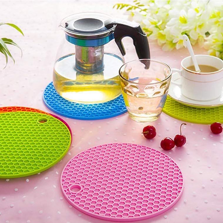 P Plus Fire Flexible Multipurpose Hot Pads Pot Holders Heat Resistant Trivet Mats for Hot Dishes Soft Non-Slip Silicone Mat for Kitchen Counter (Multi, Set of 6) - Image 4