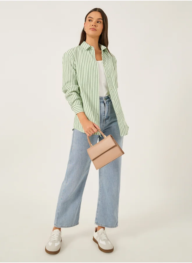 ستايلي Striped Spread Collar Regular Fit Shirt