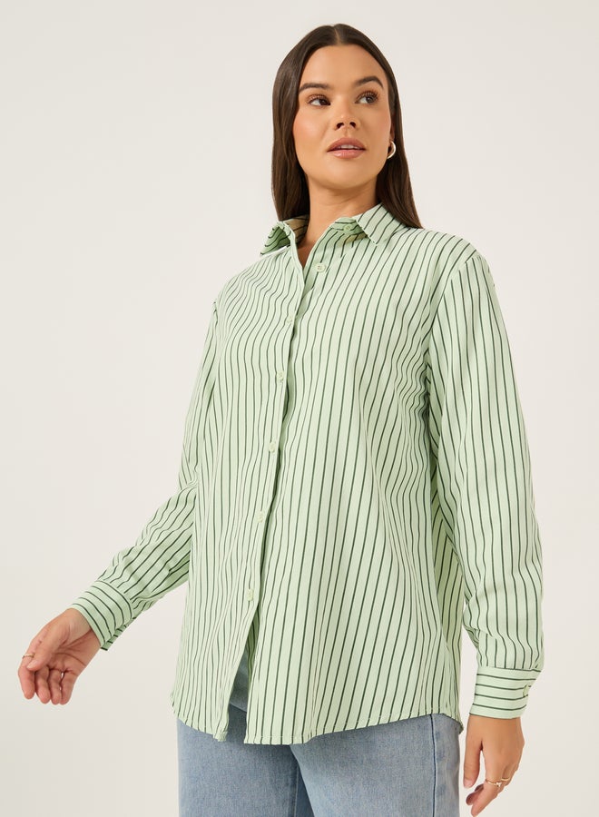 Styli Striped Spread Collar Regular Fit Shirt  - Image 3