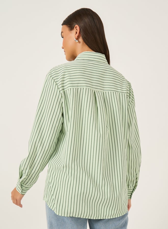 Styli Striped Spread Collar Regular Fit Shirt  - Image 5